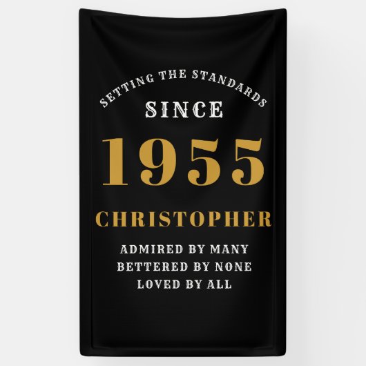 1955年生まれ70歳誕生日おめでとう 名前:ブラックゴールド 横断幕 (縦)