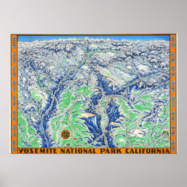 1955年製ヨセミテ国立公園カリフォルニア地図 ポスター