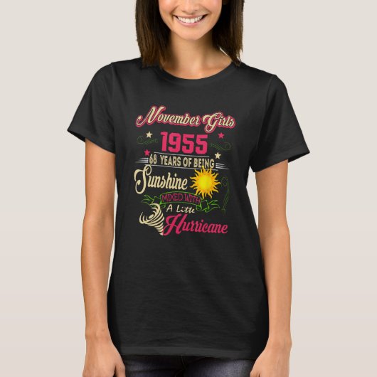 1955年11月68日誕生日1955年11月少女68 Tシャツ (正面)