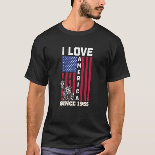 1955年U以来の誕生日67番目の女性I Love America Tシャツ (正面)