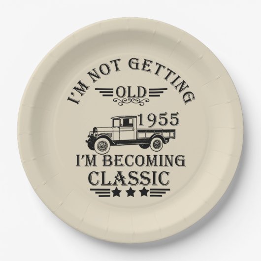 1955生まれ年のヴィンテージ誕生日プレゼント ペーパープレート (正面)