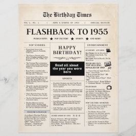 1955生まれ年の70歳の誕生日のモック新聞