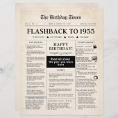 1955生まれ年の70歳の誕生日のモック新聞 (正面/裏面)