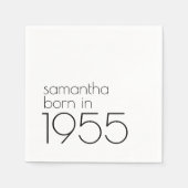 1955生まれ年ブラック70thバースデーパーティーのミニマル スタンダードカクテルナプキン (正面)