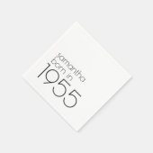 1955生まれ年ブラック70thバースデーパーティーのミニマル スタンダードカクテルナプキン (角)