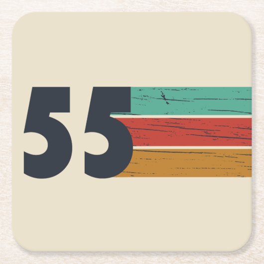 1955生まれ年ヴィンテージ70歳の誕生日ギフト スクエアペーパーコースター (正面)