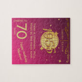 1955生まれ年70歳の誕生日パーティーギフトピンク ジグソーパズル (横)