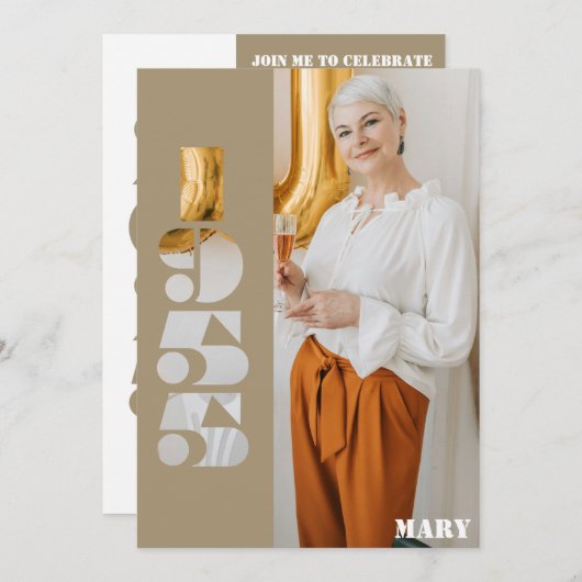 1955生まれ年70歳の誕生日招待状の写真 招待状 (正面/裏面)