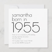 1955生まれ年70th Birthday Partyのミニマルリスト 招待状 (正面)