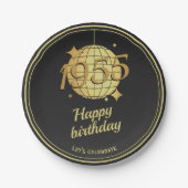 1955生まれ年70th birthday partyブラック紙プレート ペーパープレート (正面)