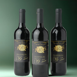 1955生まれ年70th birthday party エレガント wine label ワインラベル