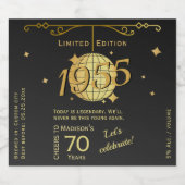 1955生まれ年70th birthday party black beer Label ビールラベル (シングルラベル)