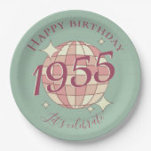 1955生まれ年70th birthday party decor紙プレート ペーパープレート (正面)