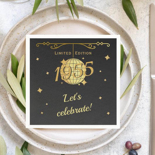 1955生まれ年70th birthday party decoration black スタンダードカクテルナプキン