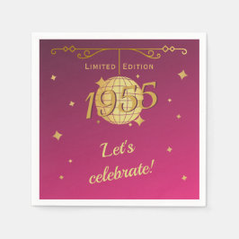 1955生まれ年70th birthday party decoration pink スタンダードカクテルナプキン