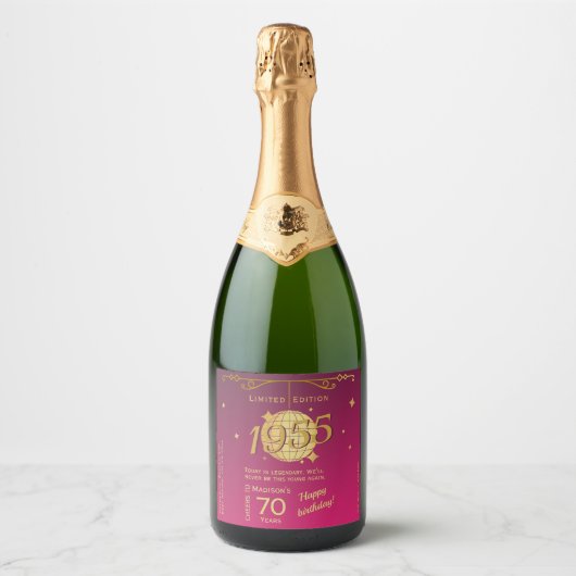 1955生まれ年70th birthday party wine label set スパークリングワインラベル (正面)