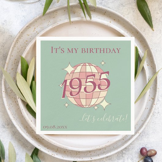 1955生まれ年70th birthday table decorのナプキンス スタンダードカクテルナプキン
