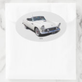 1955白いクラシック車のシール 楕円形シール (バッグ)