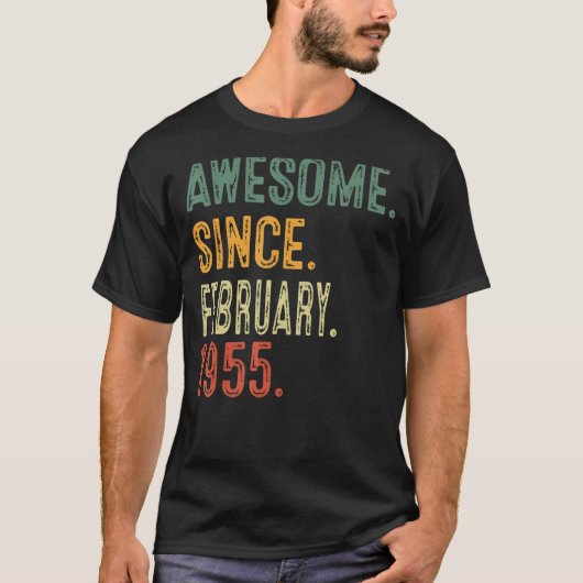 1955素晴らし年2月から68番目の誕生日ギフト68 Tシャツ (正面)
