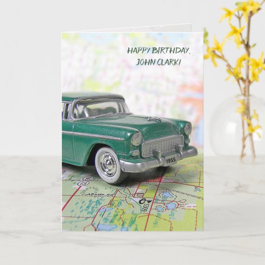 1955道路地図の車 カード (黄色い花)