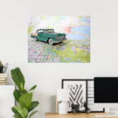 1955道路地図の車 ポスター (ホームオフィス)