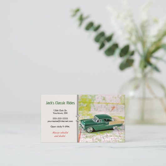 1955道路地図の車 名刺 (スタンド正面)