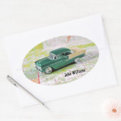 1955道路地図の車 楕円形シール (封筒)