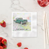 1955道路地図の車 縁ありカクテルナプキン (インサイチュ)