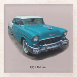 1955青/白ベル航空ガラスコースター ガラスコースター