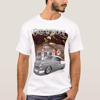 1955 シルバーグレー シェビー ベルエア オールドスクール Tシャツ