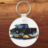 1955 Chevyピックアップブラックトラック キーホルダー (正面)