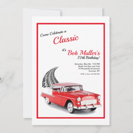 1955 Chevy Belエア招待状垂直 招待状 (正面)