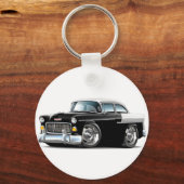 1955 Chevy Belairブラックホワイトカー キーホルダー (正面)