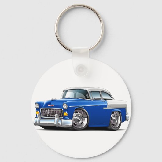 1955 Chevy Belair Blue-White Car キーホルダー (正面)