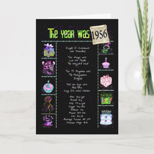 1956の誕生日のおもしろい事実 カード (正面)