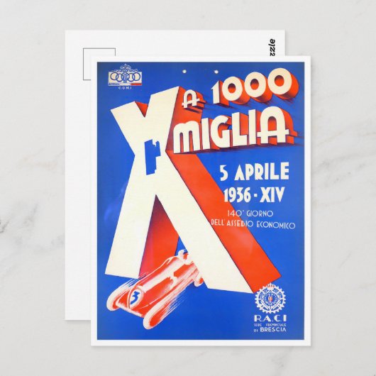 1956イタリア1000マイルグランプリ ポストカード (正面/裏面)