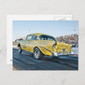 1956シボイのベルエアギャッサーでドラッグストリップ ポストカード (正面/裏面)