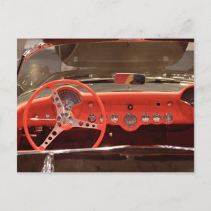1956シボレーCorvetteステアリングホイールとダッシュ ポストカード