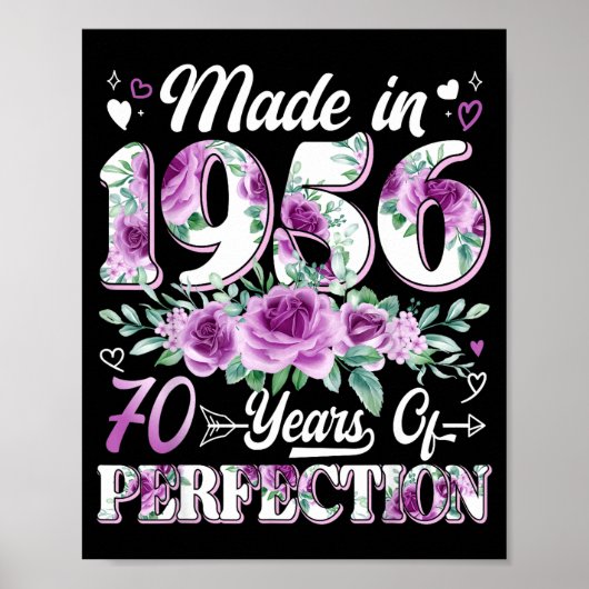 1956年に作られた70歳の花の70歳の誕生日女性 ポスター (正面)