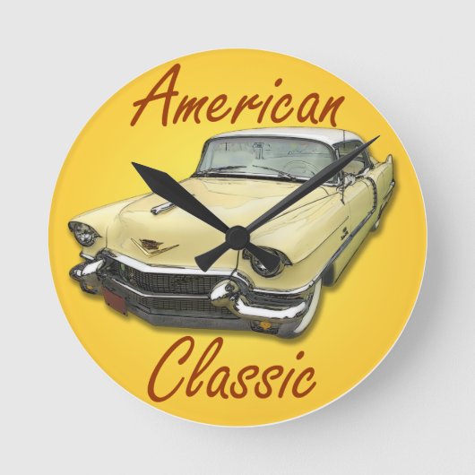 1956年のキャデラックDeVille ラウンド壁時計 (正面)