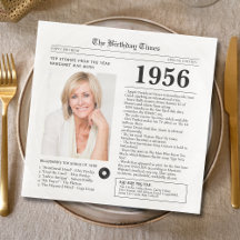 1956年の新聞の誕生日のペーパーナプキン