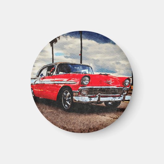 1956年の水彩アートChevrolet Bel Air マグネット (正面)