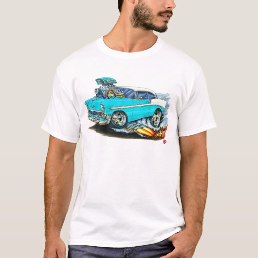 1956年のChevy 150-210のターコイズ車 Tシャツ (正面)
