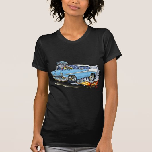 1956年のChevy 150-210のLt Blue Car Tシャツ (正面)