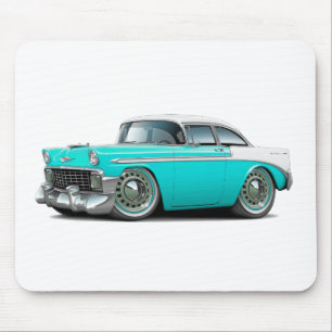 1956年のChevy Belairのターコイズ白の車 マウスパッド