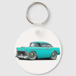 1956年のChevy Belairのターコイズ車 キーホルダー