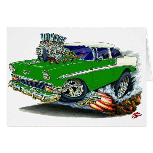 1956年のChevy Belairの緑車 (正面横)