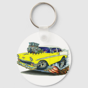 1956年のChevy Belairの黄色い車 キーホルダー