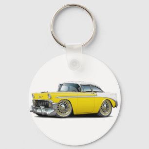 1956年のChevy Belairの黄色白の車 キーホルダー
