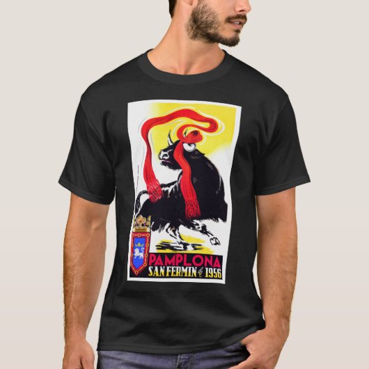 1956年パンプローナランニングスペインの球根ポスターCl Tシャツ (正面)